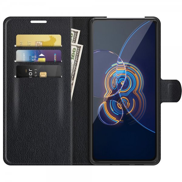 Asus Zenfone 8 Flip Etui Litchi Sort