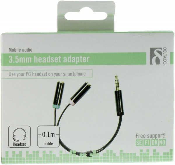 Deltaco 3.5mm Headset Lydadapter