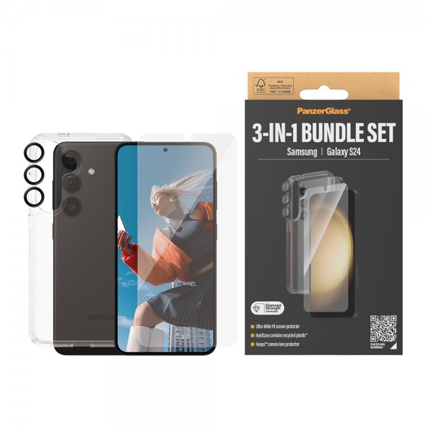PanzerGlass Samsung Galaxy S24 Cover Skærmbeskyttelse Kamerabeskyttelse 3-i-1 Bundlesæt