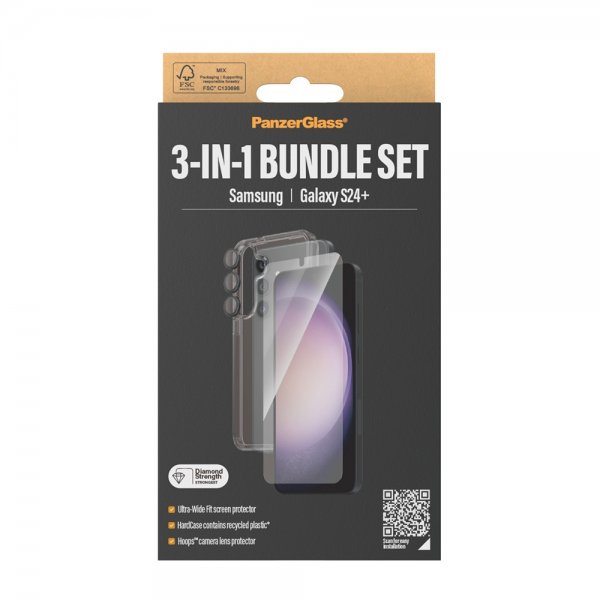 PanzerGlass Samsung Galaxy S24 Plus Cover Skærmbeskyttelse Kamerabeskyttelse 3-i-1 Bundle Sæt