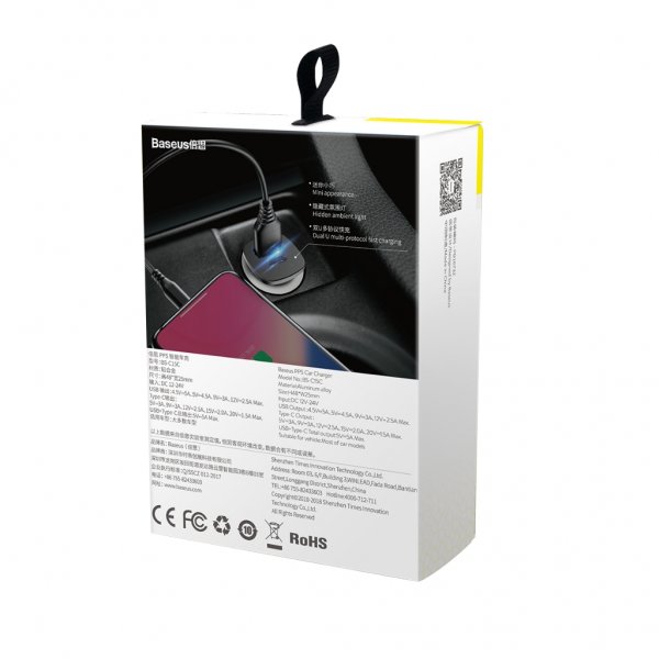 Baseus Billader PPS 30W Type-C & USB-A Sølv