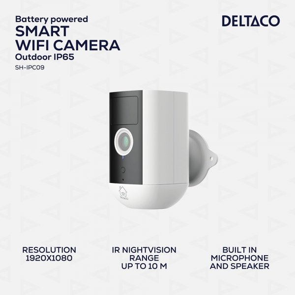 Deltaco Smart Home Batteridrevet WiFi Kamera IP54