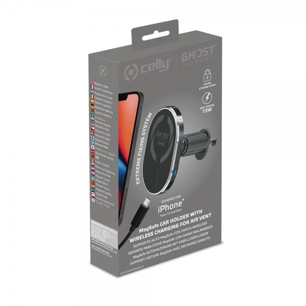 Celly Bilholder MagSafe Car Holder With Wireless Charging Air Vent