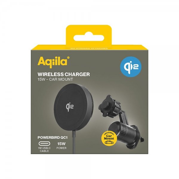 Aqiila Bilholder med Trådløs opladning Chargebird QC1 Qi2 MagSafe 15W