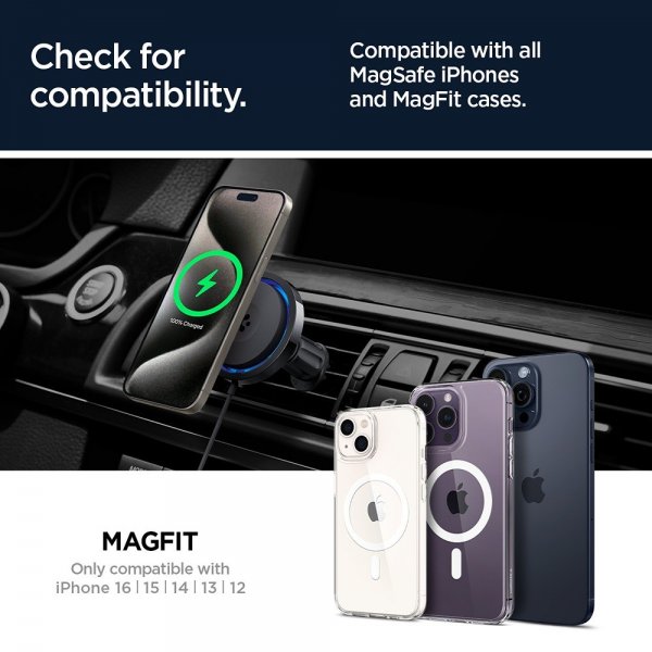 Spigen Bilholder med trådløs opladning OneTap Pro 3 CryoMax MagFit Air Vent Hook
