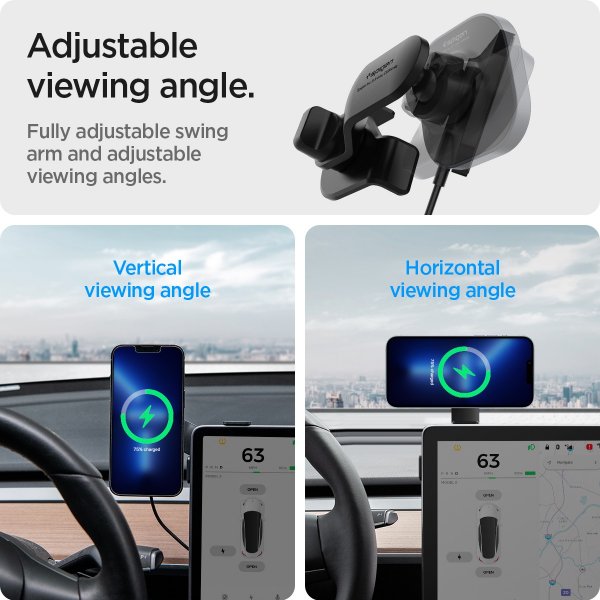 Spigen Bilholder med Opladning OneTap Pro Wireless Screen Car Mount Tesla MagFit