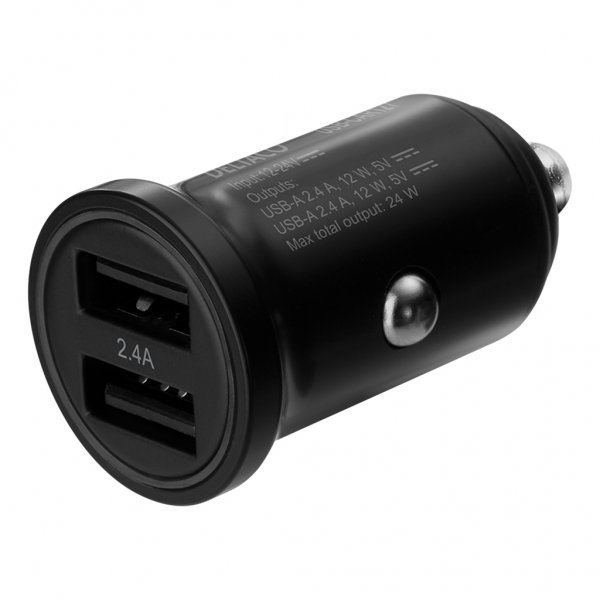 Deltaco Biloplader 24W Dobbelt USB-A Sort