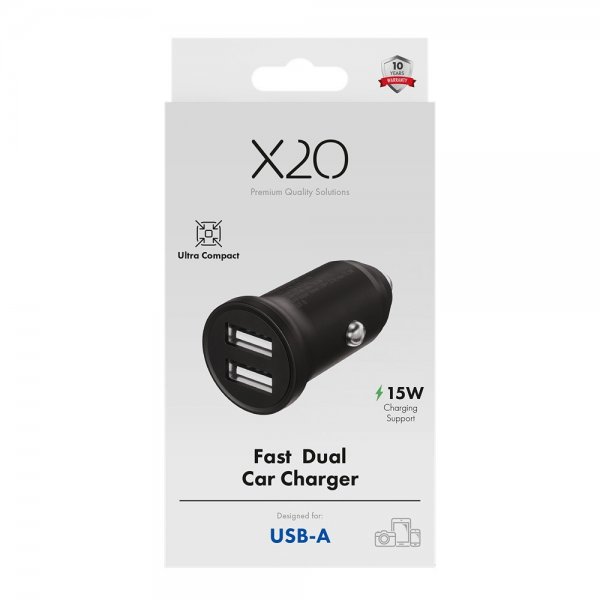X2O Billader 2x12W USB-A Sort