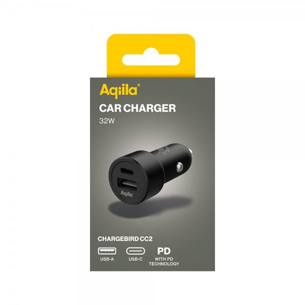 Aqiila Billader Chargebird CC2 USB-C + USB-A 32W Sort