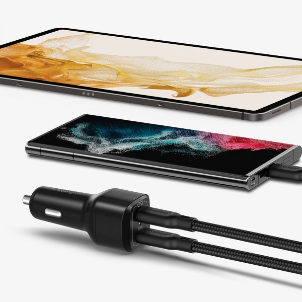 Spigen Biloplader PowerArc ArcStation Dual Port 75W Sort
