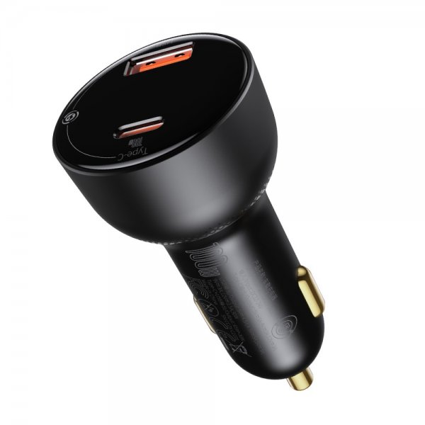 Baseus Biloplader Superme USB-C & USB-A 100W Sort