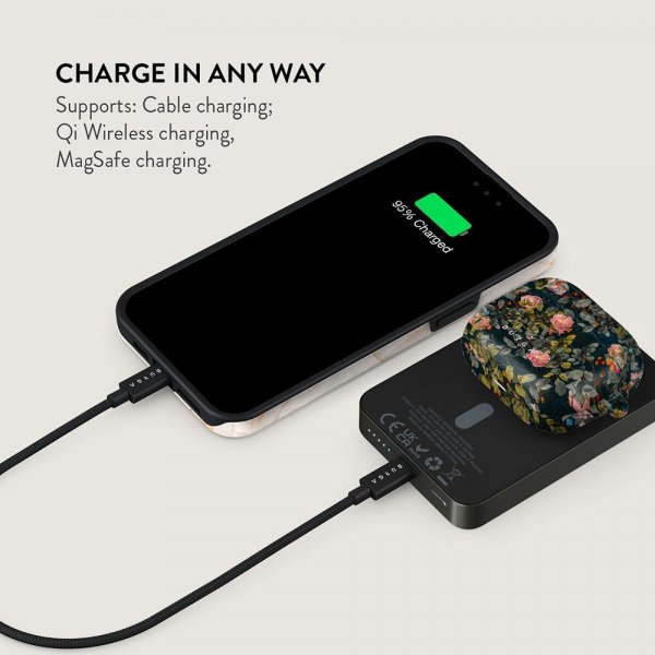 Burga Powerbank MagSafe 5000 mAh Bloomy Garden Metallgrå