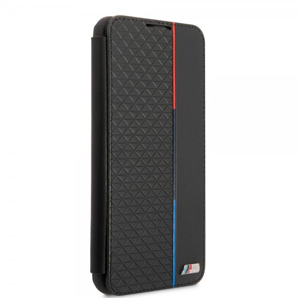 BMW Samsung Galaxy S21 FE Etui Trekantmønster & Trefarvet Stribe Sort