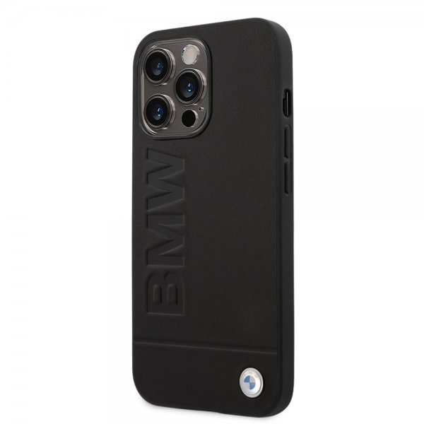 BMW iPhone 14 Pro Cover Hot Stamp Metal Logo Sort