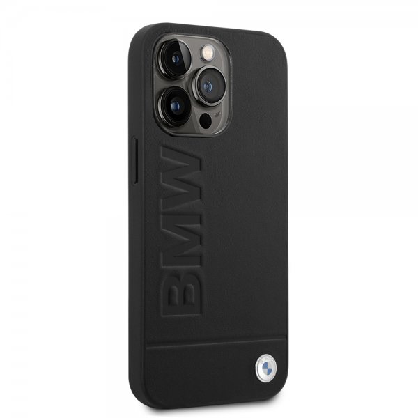 BMW iPhone 14 Pro Cover Hot Stamp Metal Logo Sort