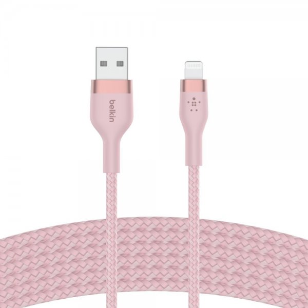 Belkin BOOST CHARGE USB-A til LTG_Flettet silikone 3m Rosa