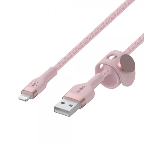 Belkin BOOST CHARGE USB-A til LTG_Flettet silikone 3m Rosa