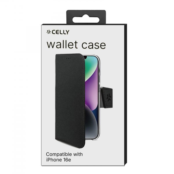 Celly iPhone 16e/17e Etui Wally Wallet Case Sort