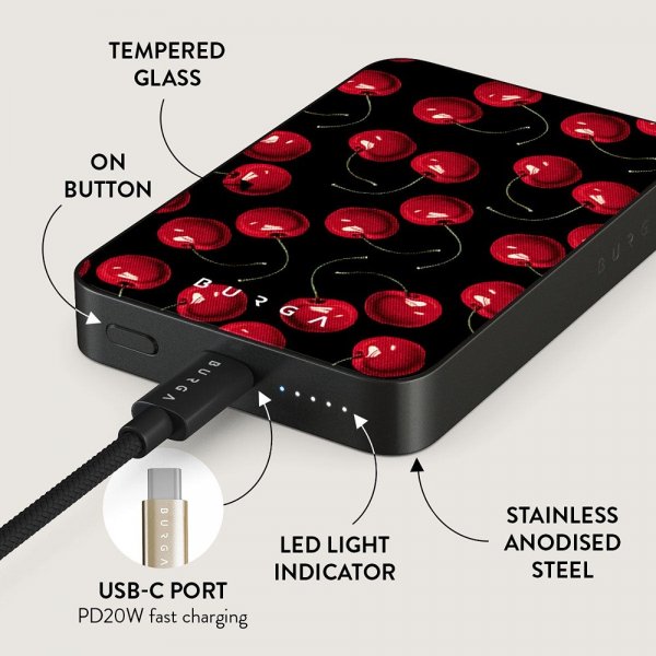 Burga Powerbank MagSafe 5000 mAh Cherrybomb Metalgrå