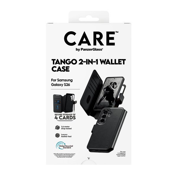 CARE by PanzerGlass Samsung Galaxy S26 Etui Tango Two-in-One Wallet MagSafe Sort