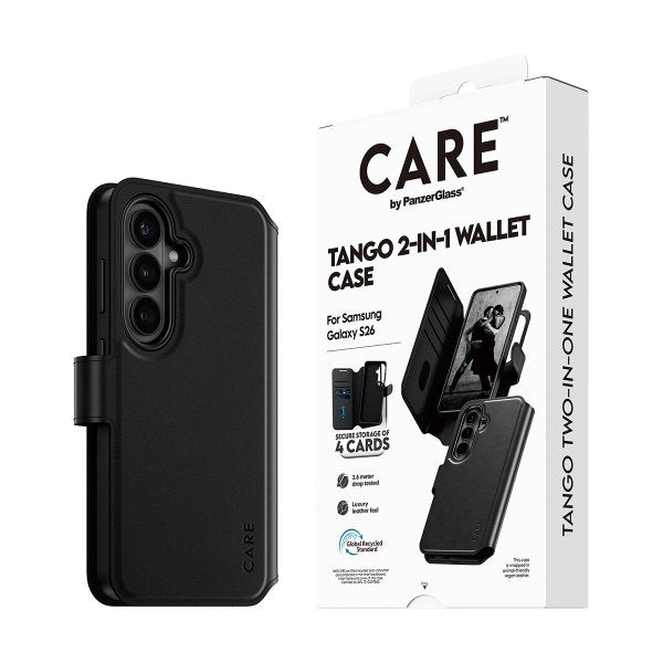CARE by PanzerGlass Samsung Galaxy S26 Etui Tango Two-in-One Wallet MagSafe Sort