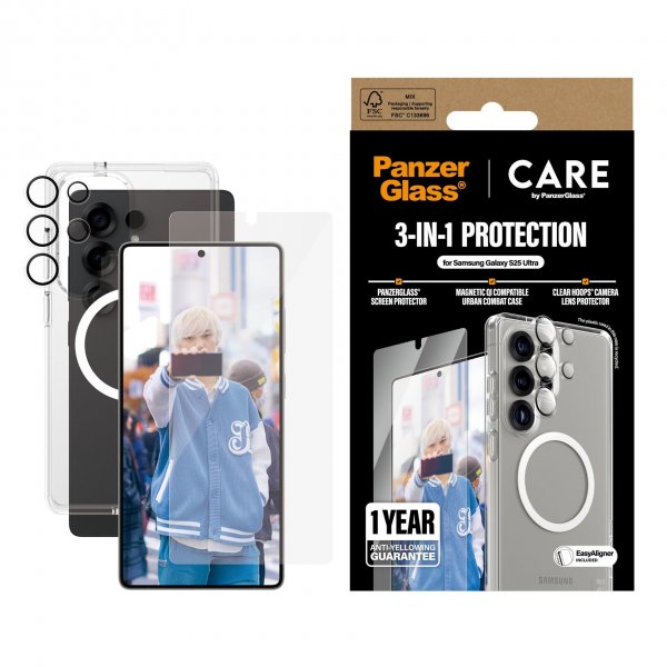 CARE by PanzerGlass Samsung Galaxy S25 Ultra 3-i-1 Beskyttelsespakke
