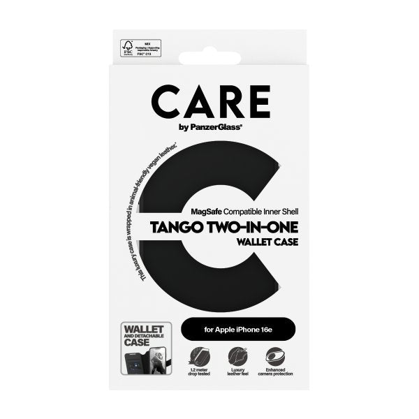 CARE by PanzerGlass iPhone 16e/17e Cover Tango Two-in-One Wallet MagSafe Sort