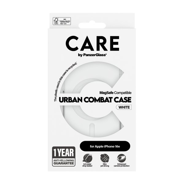 CARE by PanzerGlass iPhone 16e/17e Cover Urban Combat MagSafe Hvid