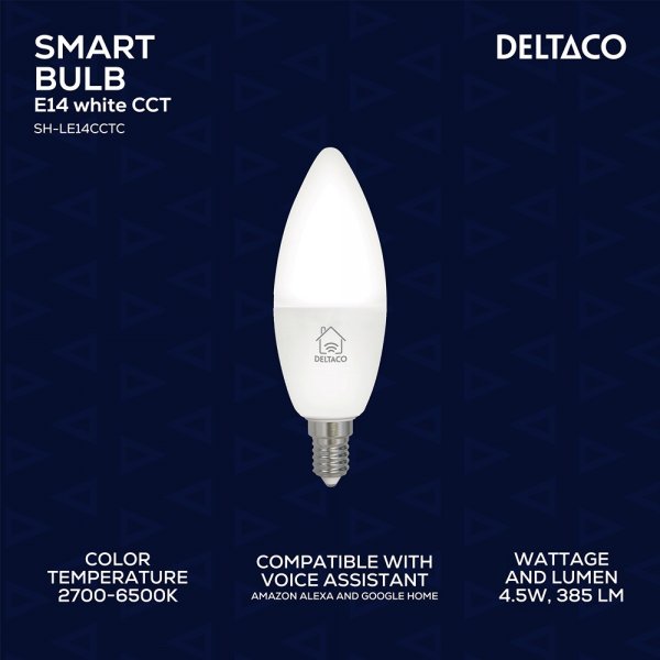Deltaco Smart Home Dæmpbar LED-pære E14 WiFi 4.5W