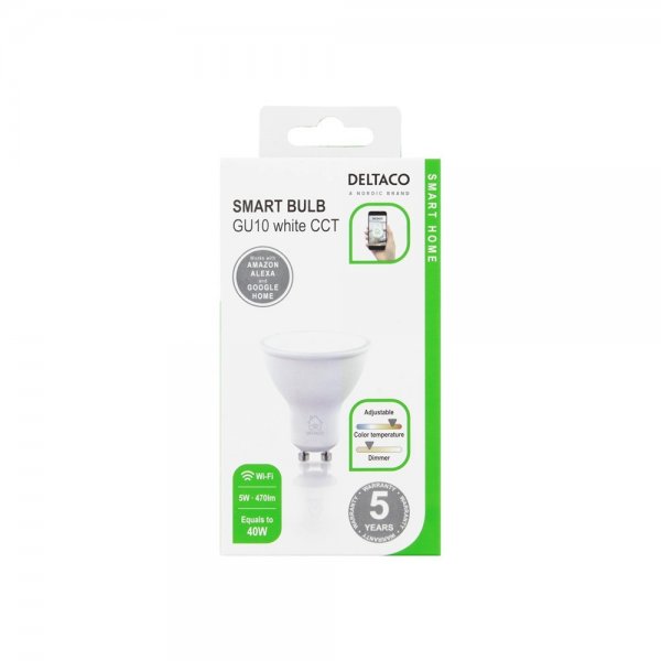 Deltaco Smart Home Dæmpbar Smart Pære GU10 WiFi