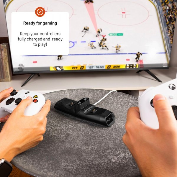 Fast Dobbelt Opladningsdock til Xbox Series S, X og One Controllere Sort