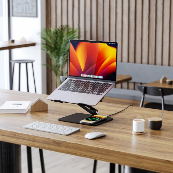 ALOGIC Elite Power Laptopstander med Trådløs Oplader Sort