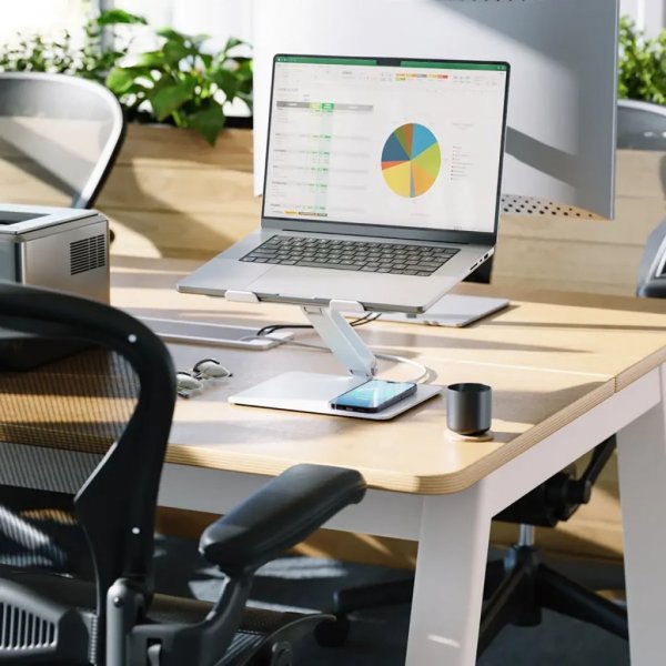 ALOGIC Elite Power Laptop Stand med trådløs oplader Hvid