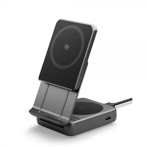 Spigen Essential 2-i-1 Sammenfoldelig Ladestation MagSafe Qi2 25W
