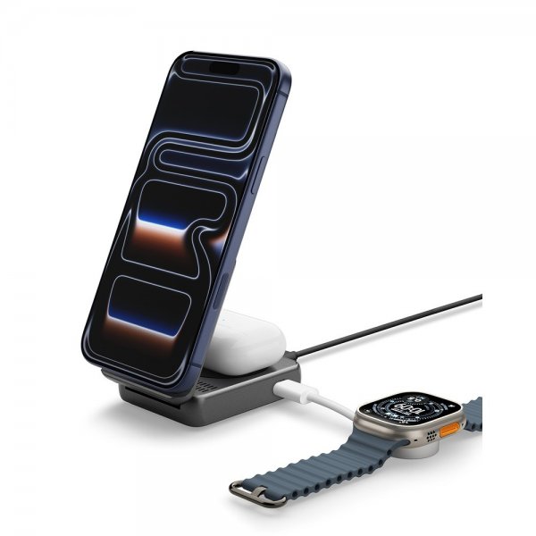 Spigen Essential 2-i-1 Sammenfoldelig Ladestation MagSafe Qi2 25W