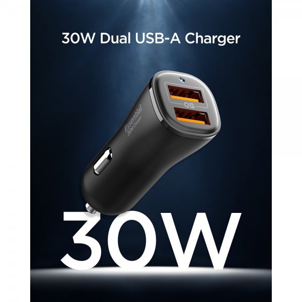 Spigen Essential Billader 30W 2xUSB-A Sort
