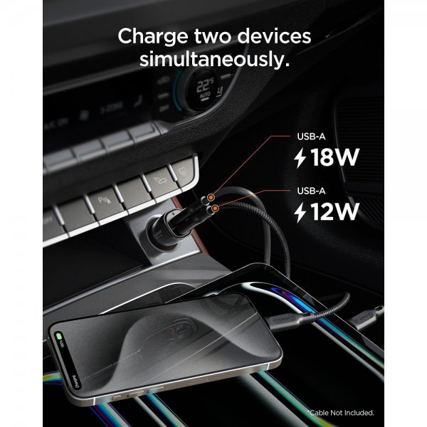 Spigen Essential Billader 30W 2xUSB-A Sort
