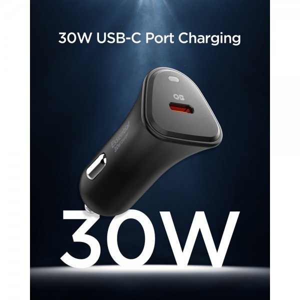 Spigen Essential Billader 30W USB-C Sort