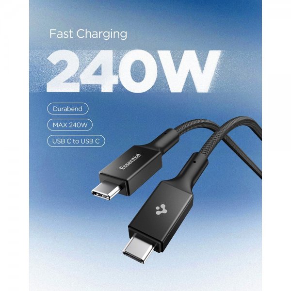 Spigen Essential Kabel Fabric USB-C/USB-C 240W 1.5m Sort