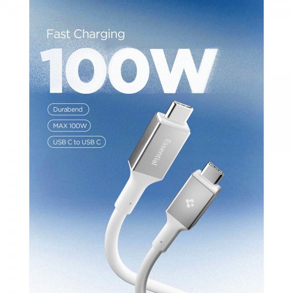 Spigen Essential Kabel USB-C til USB-C 100W 2m Hvid