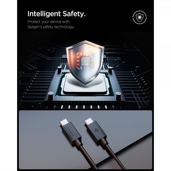 Spigen Essential Kabel USB-C til USB-C 60W 1m Sort