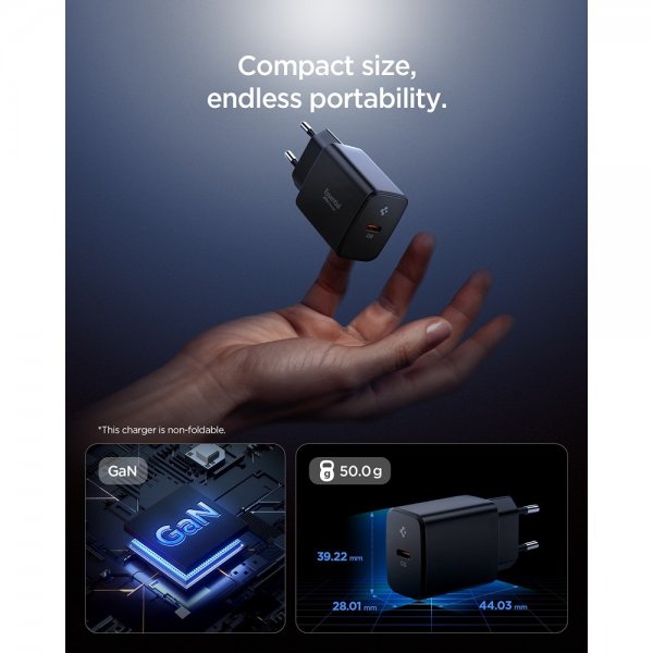 Spigen Essential Oplader 20W USB-C Sort