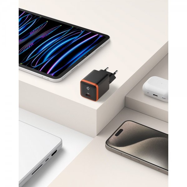 Spigen Essential Oplader 30W USB-C Orange/Sort
