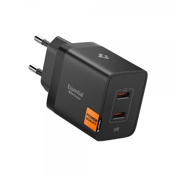 Spigen Essential Oplader 47W 2xUSB-C Sort