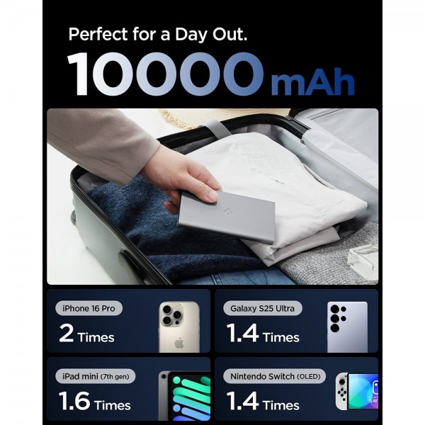 Spigen Essential Powerbank 10.000 mAh 22.5W Grå