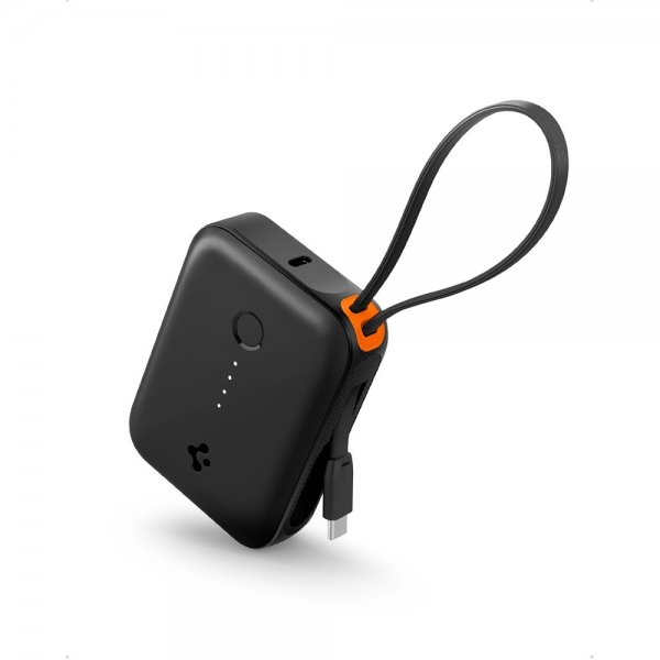 Spigen Essential Powerbank med indbygget kabel 10.000 mAh 30W Sort