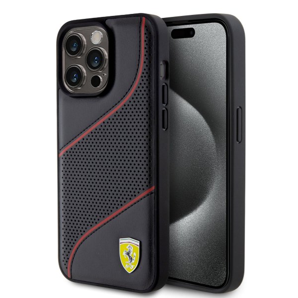 Ferrari iPhone 15 Pro Max Cover Perforeret Sort