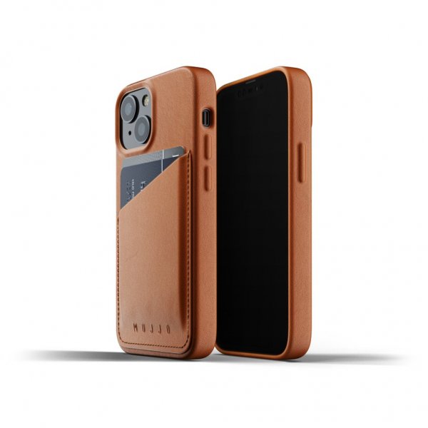 Mujjo iPhone 13 Mini Cover Full-læder pung Tan