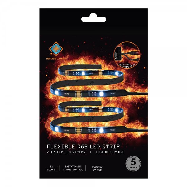 Deltaco Gaming Fleksibel RGB LED-liste 2x50 cm