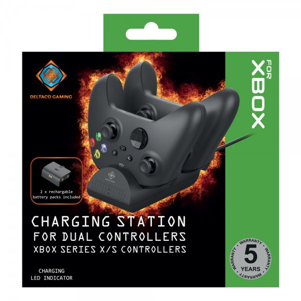 Deltaco Gaming Ladestation med batteripakke til to Xbox Series X/S Controllere